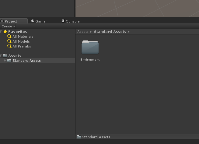 Pasta Environment dentro de Standard Assets