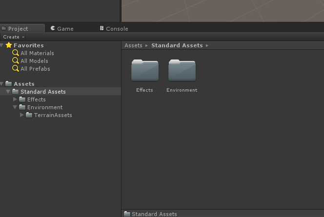 Standard Assets com Effects e Environment