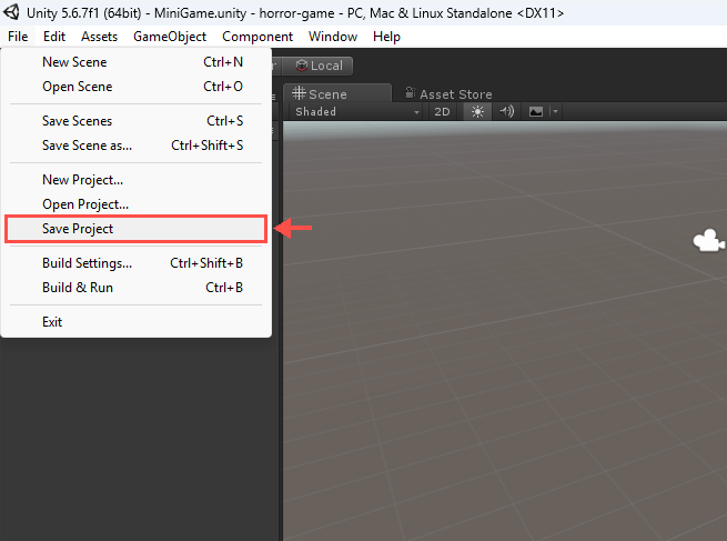 Menu File com Save Project destacado